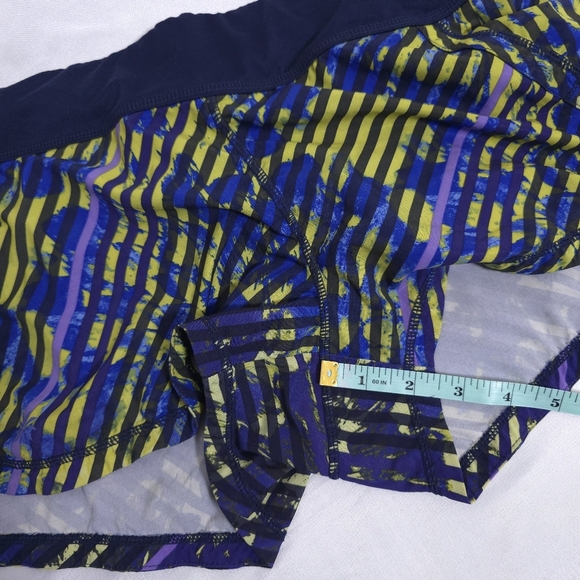 Athleta Women’s Athletic Swim Workout Striped Neon Navy Running Shorts Small - Picture 7 of 9